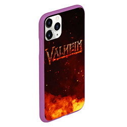 Чехол iPhone 11 Pro матовый Valheim огненный лого, цвет: 3D-фиолетовый — фото 2