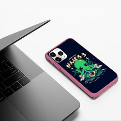 Чехол iPhone 11 Pro матовый Cthulhu Good Luck, цвет: 3D-малиновый — фото 2