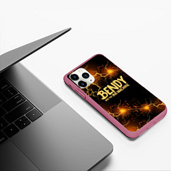 Чехол iPhone 11 Pro матовый BENDY LOGO, цвет: 3D-малиновый — фото 2