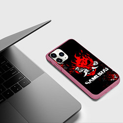Чехол iPhone 11 Pro матовый SAMURAI CYBERPUNK 2077, цвет: 3D-малиновый — фото 2