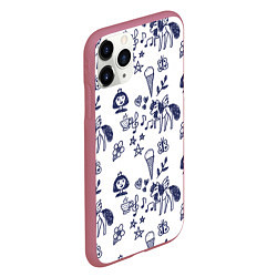 Чехол iPhone 11 Pro матовый Девчачий дудл, цвет: 3D-малиновый — фото 2