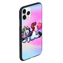 Чехол iPhone 11 Pro матовый Озорной единорог, цвет: 3D-черный — фото 2