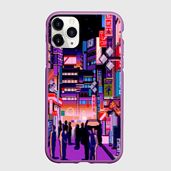 Чехол iPhone 11 Pro матовый Переулок Токио, цвет: 3D-фиолетовый