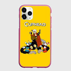 Чехол iPhone 11 Pro матовый Cuphead x DMC, цвет: 3D-малиновый