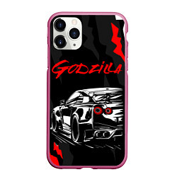 Чехол iPhone 11 Pro матовый NISSAN GT-R GODZILLA, цвет: 3D-малиновый