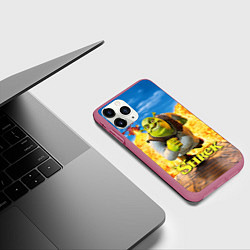 Чехол iPhone 11 Pro матовый Шрек и дракон, цвет: 3D-малиновый — фото 2