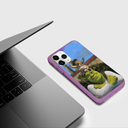 Чехол iPhone 11 Pro матовый Шрек, Кот и Осёл, цвет: 3D-фиолетовый — фото 2