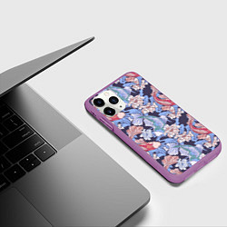 Чехол iPhone 11 Pro матовый Карпы КОИ и цветки Лотоса, цвет: 3D-фиолетовый — фото 2