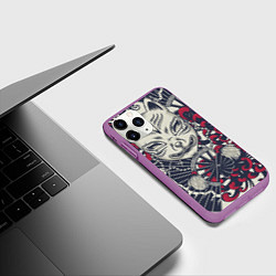 Чехол iPhone 11 Pro матовый Кицунэ Маска лисы Z, цвет: 3D-фиолетовый — фото 2