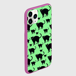 Чехол iPhone 11 Pro матовый Кошачий фон, цвет: 3D-фиолетовый — фото 2