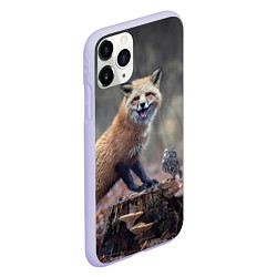 Чехол iPhone 11 Pro матовый Лисица и птичка, цвет: 3D-светло-сиреневый — фото 2