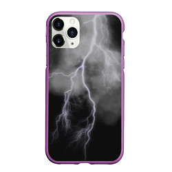 Чехол iPhone 11 Pro матовый Гроза, цвет: 3D-фиолетовый