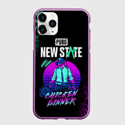 Чехол iPhone 11 Pro матовый PUBG NEW STATE ПАБГ НЕОН, цвет: 3D-фиолетовый