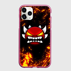 Чехол iPhone 11 Pro матовый Geometry Dash: Demon Z, цвет: 3D-малиновый