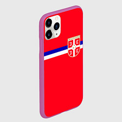 Чехол iPhone 11 Pro матовый Сборная Сербии, цвет: 3D-фиолетовый — фото 2