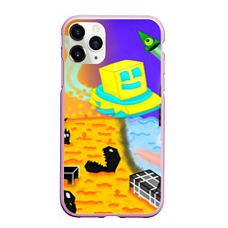 Чехол iPhone 11 Pro матовый Geometry Dash: RobTop Z, цвет: 3D-розовый