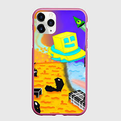 Чехол iPhone 11 Pro матовый Geometry Dash: RobTop Z, цвет: 3D-малиновый