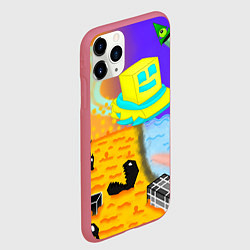 Чехол iPhone 11 Pro матовый Geometry Dash: RobTop Z, цвет: 3D-малиновый — фото 2