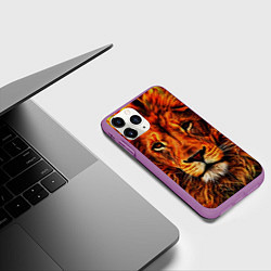Чехол iPhone 11 Pro матовый LION, цвет: 3D-фиолетовый — фото 2