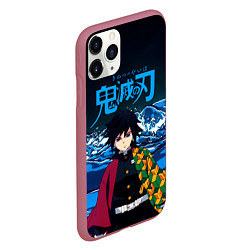 Чехол iPhone 11 Pro матовый Гию Томиока Кокушибо Kimetsu no Yaiba, цвет: 3D-малиновый — фото 2