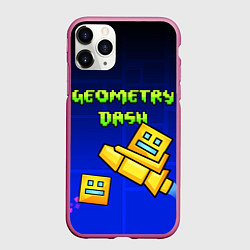 Чехол iPhone 11 Pro матовый Geometry Dash, цвет: 3D-малиновый