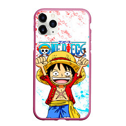 Чехол iPhone 11 Pro матовый ONE PIECE ВАН ПИС GLITCH, цвет: 3D-малиновый