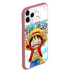 Чехол iPhone 11 Pro матовый ONE PIECE ВАН ПИС GLITCH, цвет: 3D-малиновый — фото 2