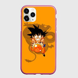 Чехол iPhone 11 Pro матовый Kid Goku, цвет: 3D-малиновый