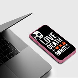 Чехол iPhone 11 Pro матовый Love Death Robots, цвет: 3D-малиновый — фото 2