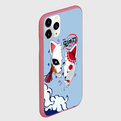Чехол iPhone 11 Pro матовый Маски из Клинок, рассекающий демонов, цвет: 3D-малиновый — фото 2