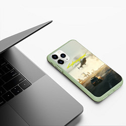 Чехол iPhone 11 Pro матовый CYBERPUNK 2077 КИБЕРПАНК спина Z, цвет: 3D-салатовый — фото 2