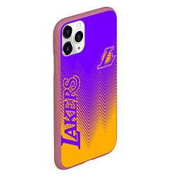 Чехол iPhone 11 Pro матовый LOS ANGELES LAKERS ЛЕЙКЕРС, цвет: 3D-малиновый — фото 2