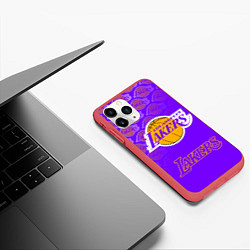 Чехол iPhone 11 Pro матовый LOS ANGELES LAKERS ЛЕЙКЕРС, цвет: 3D-красный — фото 2