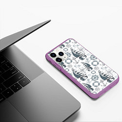 Чехол iPhone 11 Pro матовый Морской узор Nautical Pattern, цвет: 3D-фиолетовый — фото 2