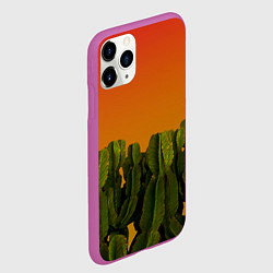 Чехол iPhone 11 Pro матовый Кактусы на закате, цвет: 3D-фиолетовый — фото 2