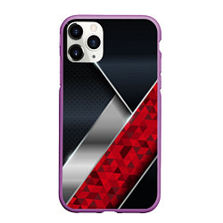 Чехол iPhone 11 Pro матовый 3D BLACK AND RED METAL, цвет: 3D-фиолетовый