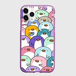Чехол iPhone 11 Pro матовый Пингвины, цвет: 3D-фиолетовый