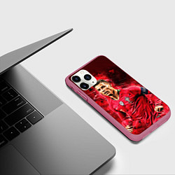 Чехол iPhone 11 Pro матовый Криштиану Роналду Португалия, цвет: 3D-малиновый — фото 2