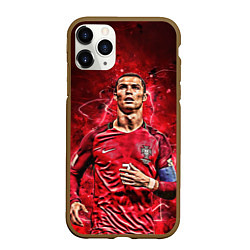 Чехол iPhone 11 Pro матовый Cristiano Ronaldo Portugal, цвет: 3D-коричневый