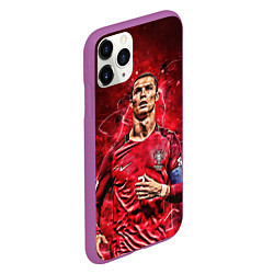 Чехол iPhone 11 Pro матовый Cristiano Ronaldo Portugal, цвет: 3D-фиолетовый — фото 2