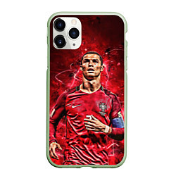 Чехол iPhone 11 Pro матовый Cristiano Ronaldo Portugal, цвет: 3D-салатовый