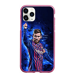 Чехол iPhone 11 Pro матовый Lionel Messi Barcelona 10, цвет: 3D-малиновый