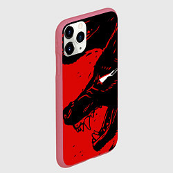 Чехол iPhone 11 Pro матовый Красный волк 3D, цвет: 3D-малиновый — фото 2