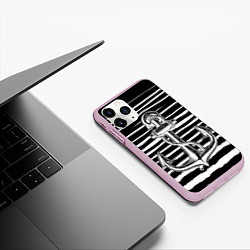 Чехол iPhone 11 Pro матовый ЧЕРНАЯ ТЕЛЬНЯШКА С ЯКОРЕМ ВМФ, цвет: 3D-розовый — фото 2