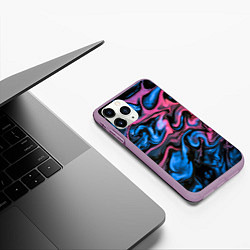 Чехол iPhone 11 Pro матовый ТАЙ ДАЙ ГЛУБОКИЙ НЕОН, цвет: 3D-сиреневый — фото 2