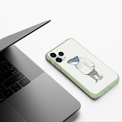 Чехол iPhone 11 Pro матовый Акула в свитере, цвет: 3D-салатовый — фото 2