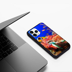 Чехол iPhone 11 Pro матовый Морская черепаха, цвет: 3D-черный — фото 2