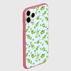 Чехол iPhone 11 Pro матовый Веселые лягушки, цвет: 3D-малиновый — фото 2