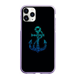 Чехол iPhone 11 Pro матовый Navy Anchor, цвет: 3D-светло-сиреневый
