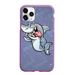 Чехол iPhone 11 Pro матовый Акула, цвет: 3D-фиолетовый
